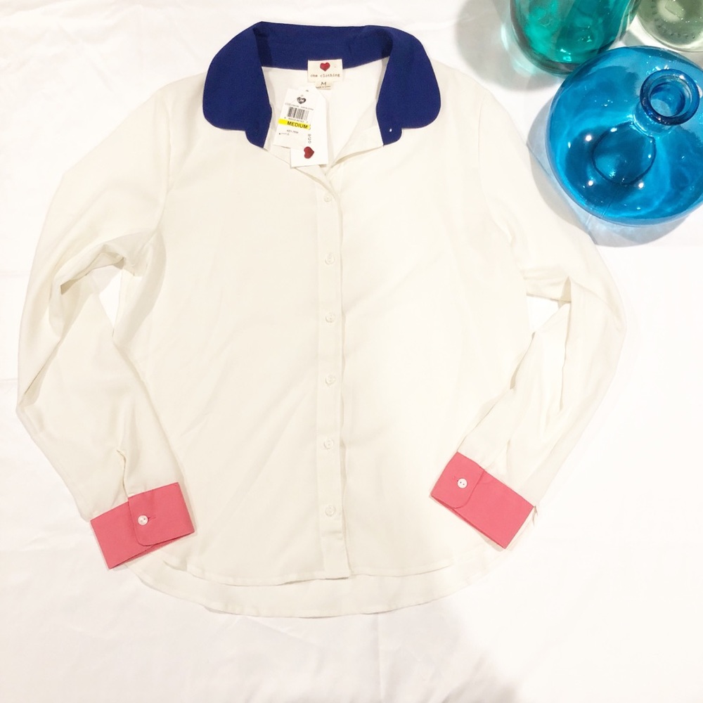 Colorblock Button Down Women’s Blouse